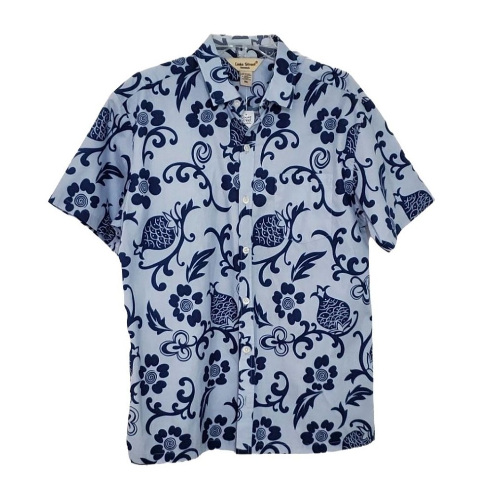 NWT Cooke Street Honolulu Short Sleeve Hawaiian Shirt Large Floral Beach Coastal